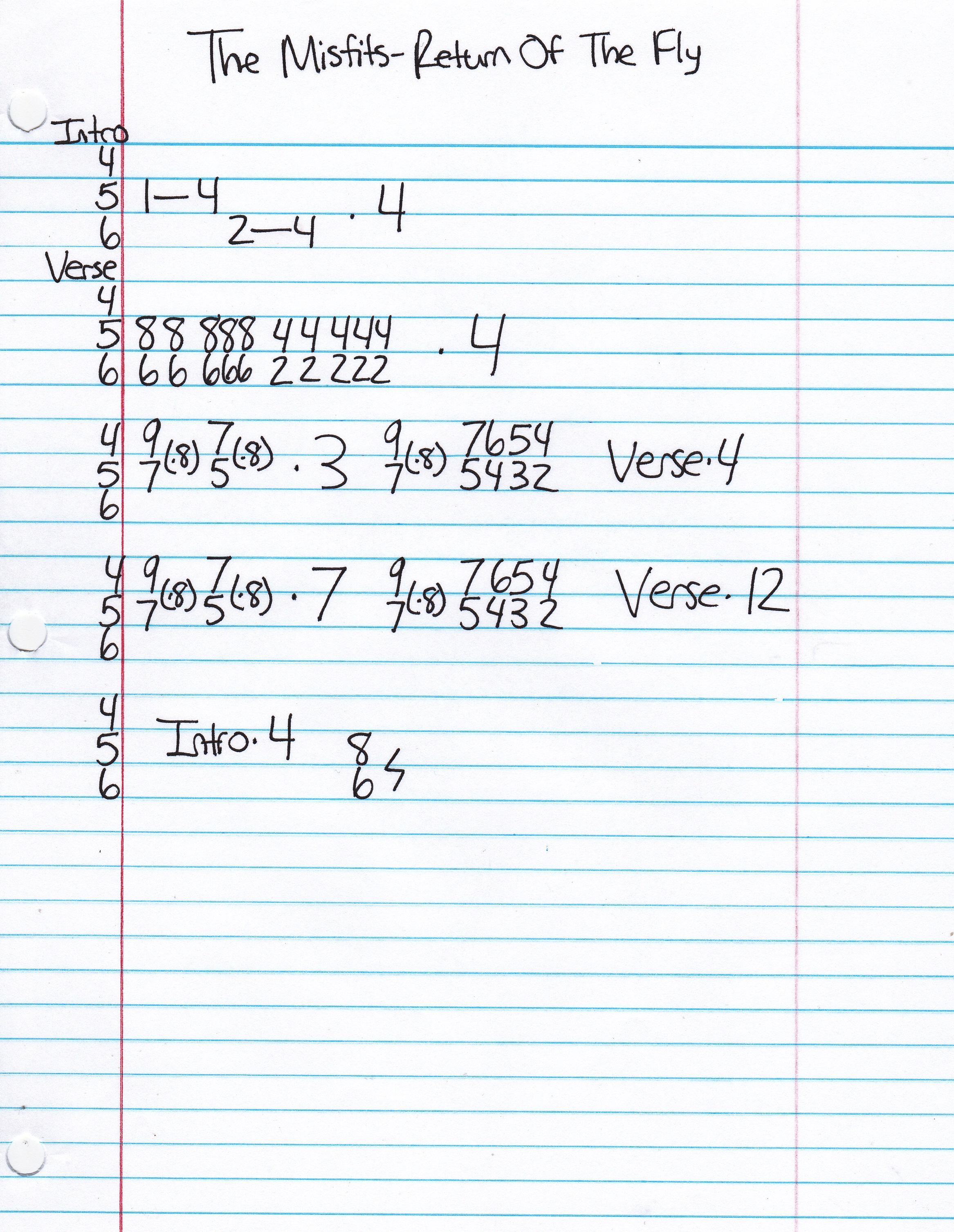 High quality guitar tab for Return Of The Fly by The Misfits off of the album Static Age. ***Complete and accurate guitar tab!***